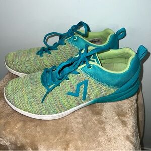 Vionic Orthotic Adley Knit Comfort Shoes - Teal/Aqua/Lime Green - Women’s 9.5